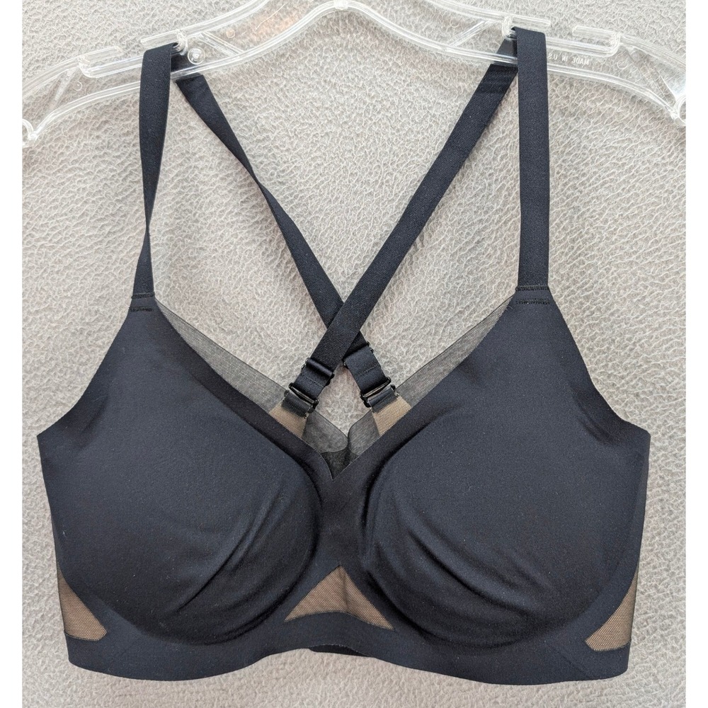 Honeylove Silhouette Bra Womens Small Mesh Wireless Black Nylon Spandex V-Neck